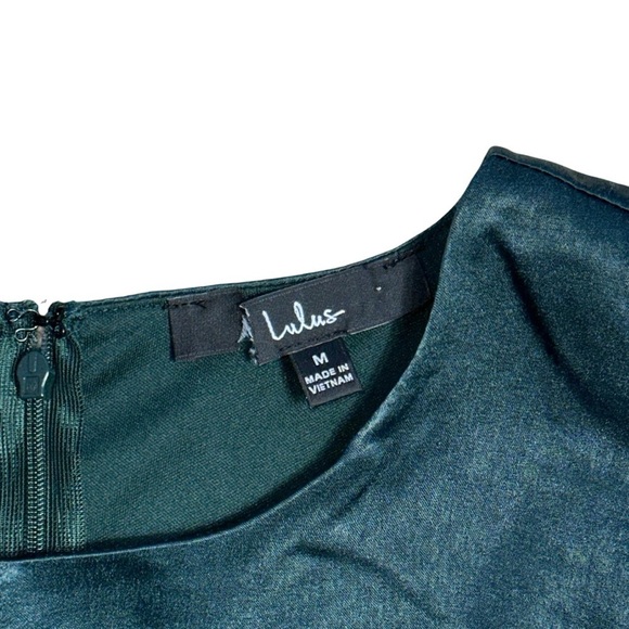 Lulus Let Me Entertain You Dark Green Satin Wide Leg Jumpsuit Women’s US M - Picture 5 of 9